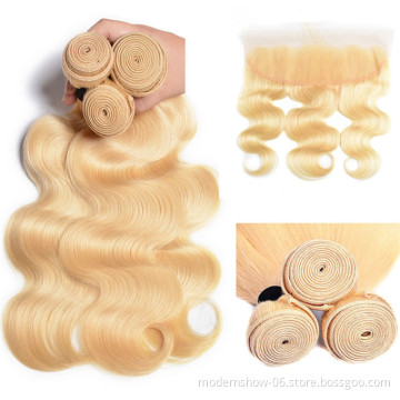 Wholesale 613 Blonde Hair Weave Bundles Virgin Brazilian Human Hair 613 Bundles With Frontal Closure